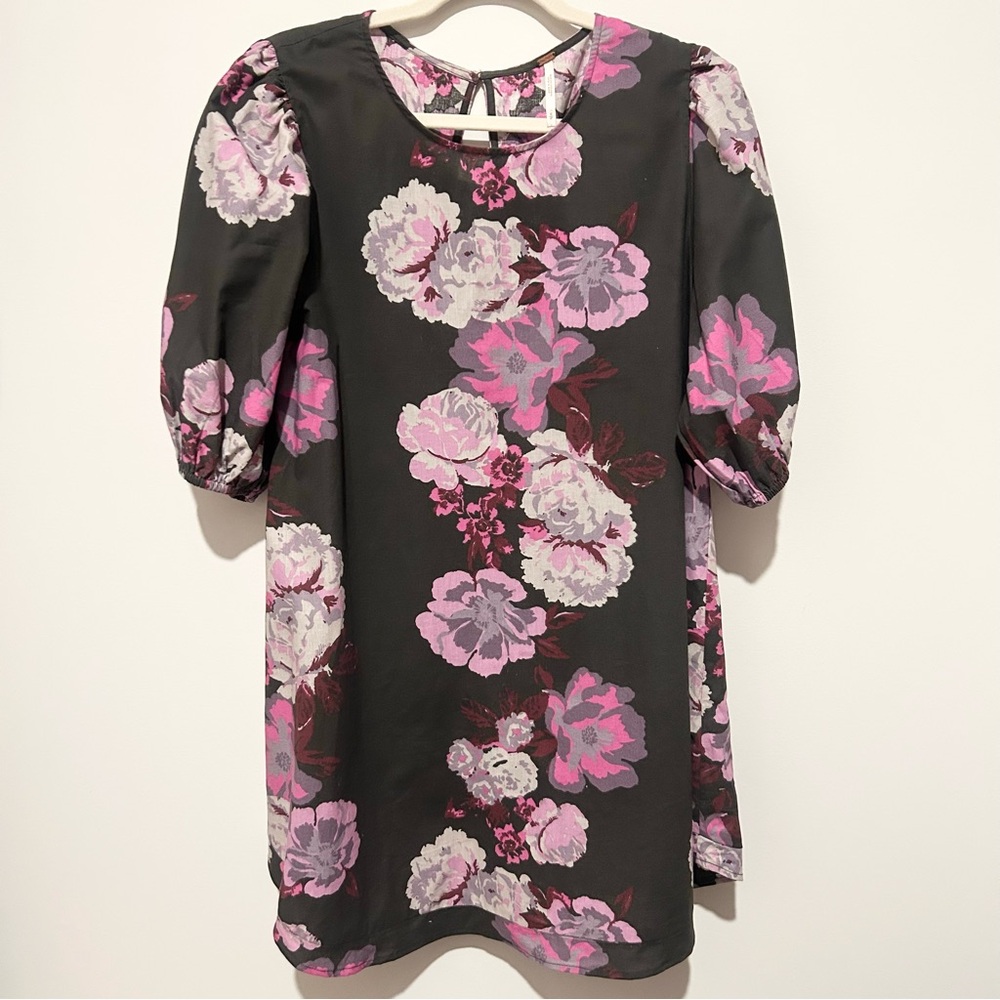Free People Floral Babydoll Mini Dress Bell Sleeve Cotton Peonies S Boho Cottage
